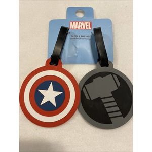 New MARVEL CAPTAIN AMERICA & THOR Set of 2 Luggage Travel Bag Suitcase Tags